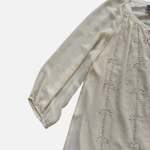 $180 Bobeau Womens Cream Dress Sequin Chiffon - Made in India - medium - Picture 3 of 5